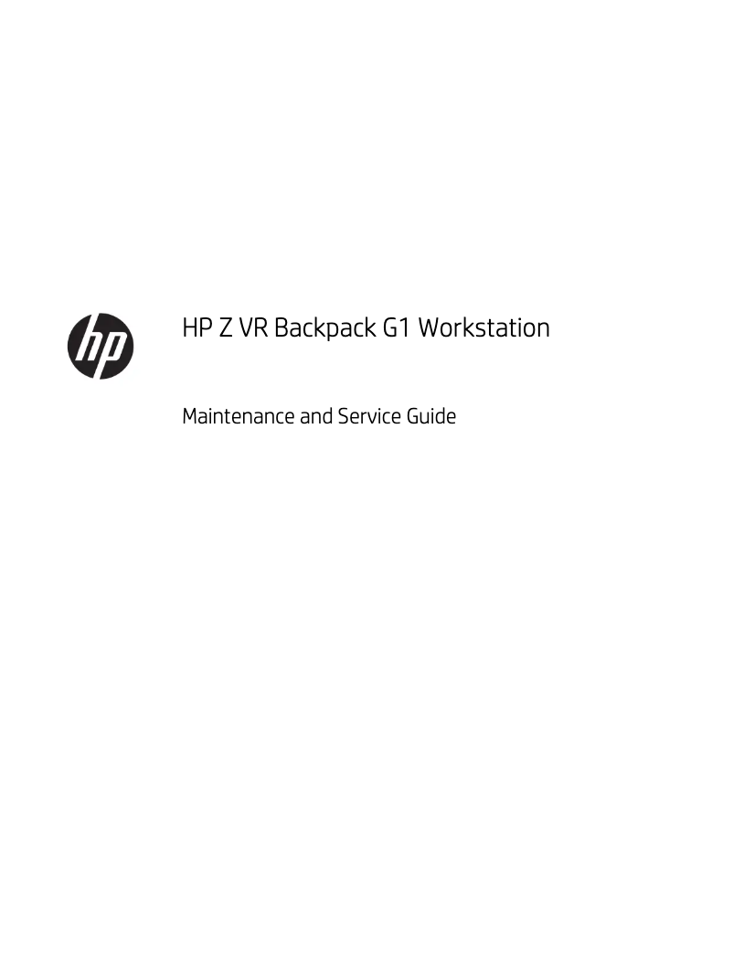 Page 1 de la notice Manuel utilisateur HP Z VR Backpack G1
