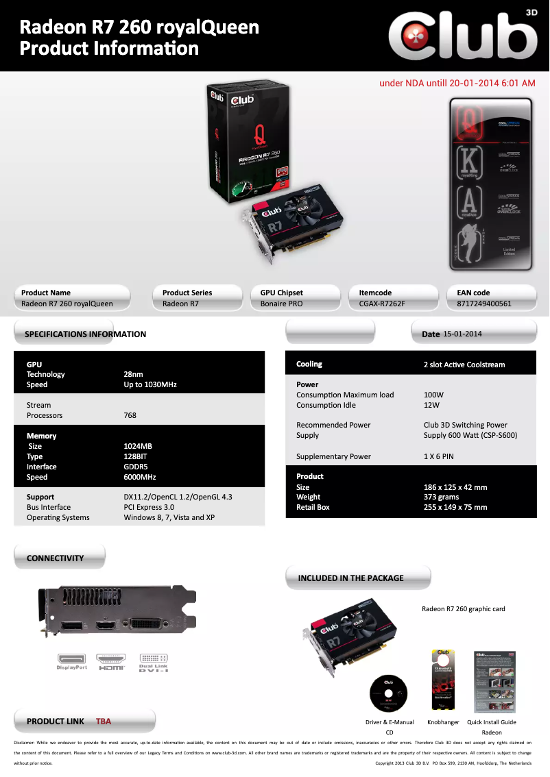 Image de la première page du manuel de l'appareil Radeon R7 260 royalQueen