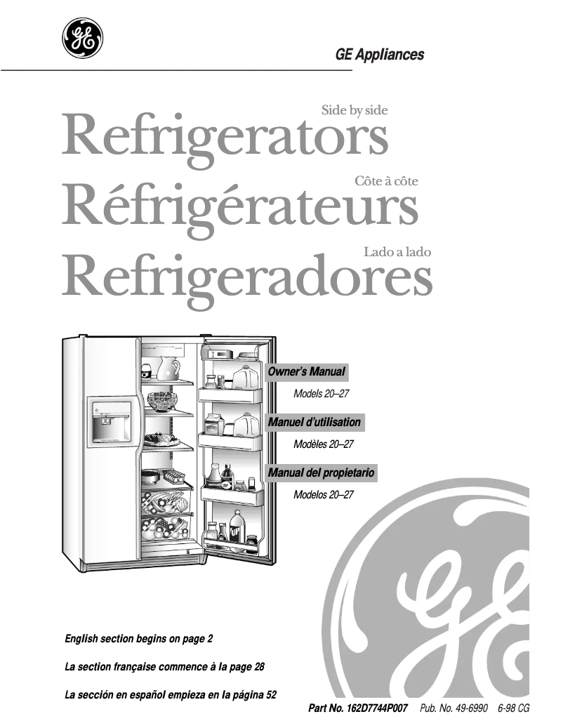 Página 1 del manual Manual de uso y mantenimiento GE TFX25ZRBAA