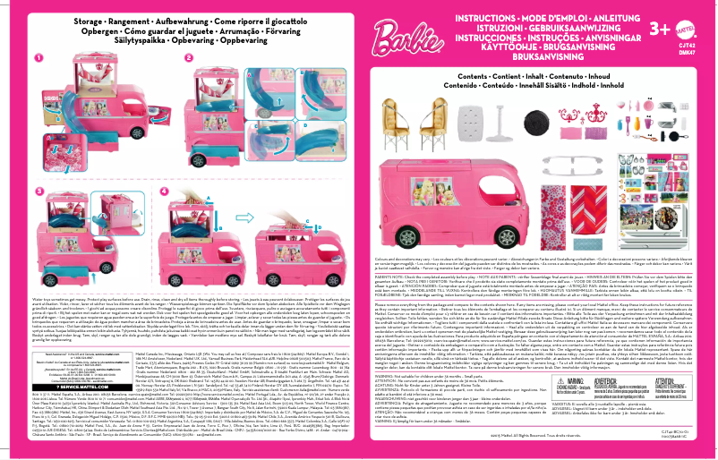Page 1 de la notice Manuel utilisateur Mattel Barbie Pop-Up Camper