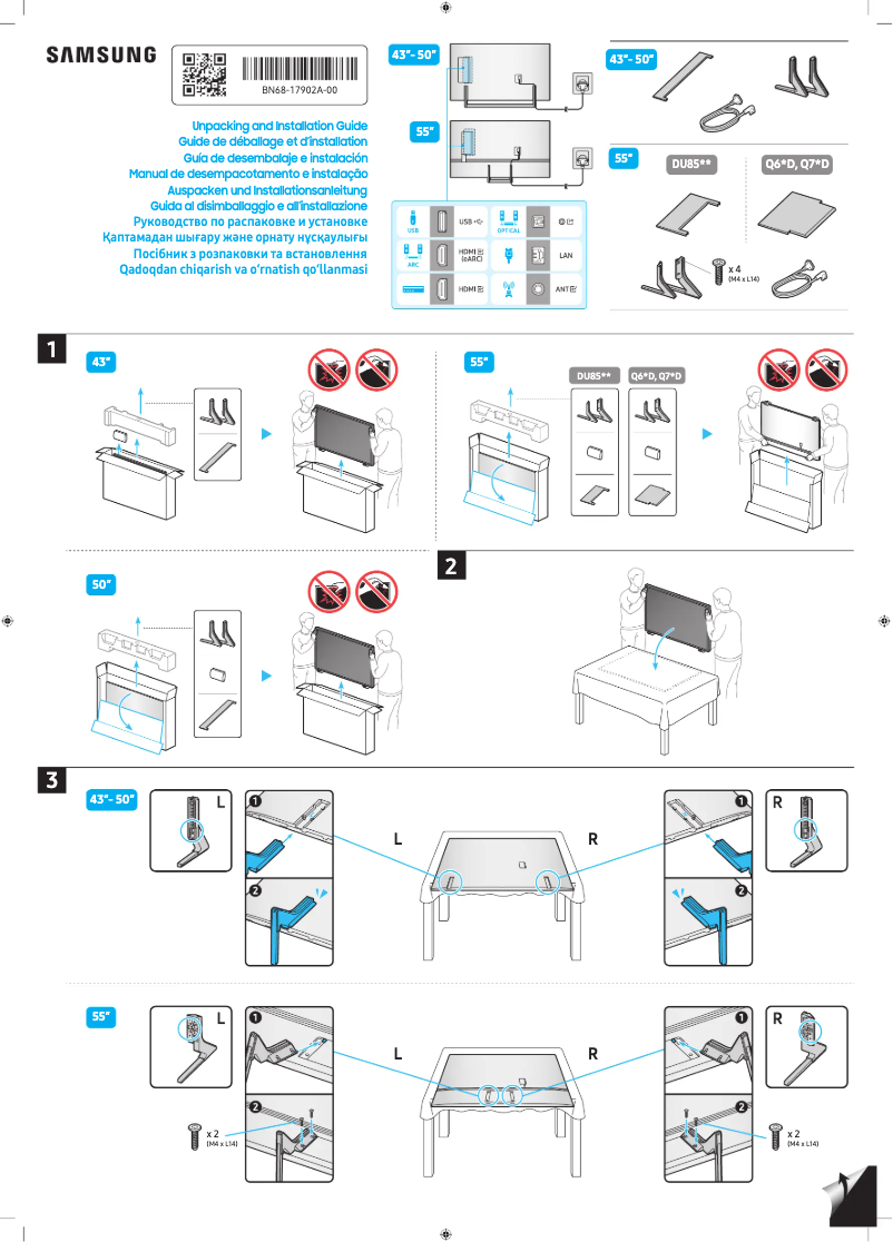 Page 1 de la notice Guide d'installation Samsung GQ55Q70DAT