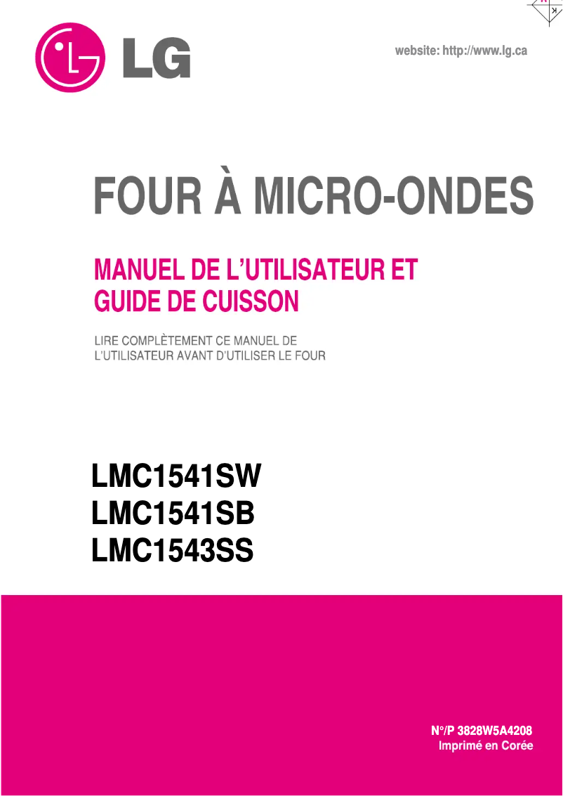 Page n°1 - Manuel utilisateur LG LMC1541SW