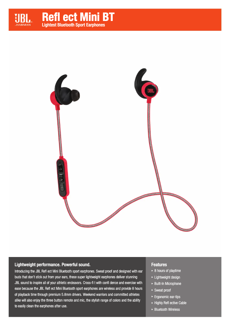 Page n°1 - Fiche technique JBL Reflect Mini BT