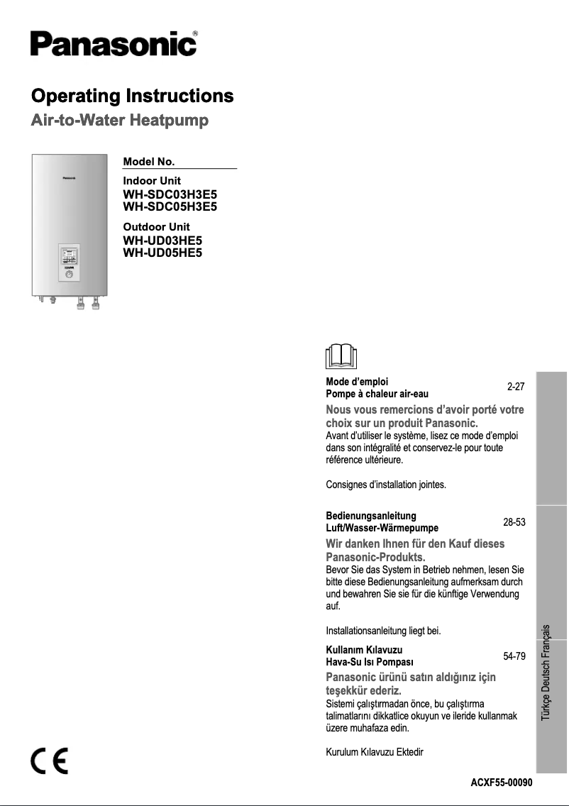 Page 1 de la notice Manuel utilisateur Panasonic WH-UD05HE5