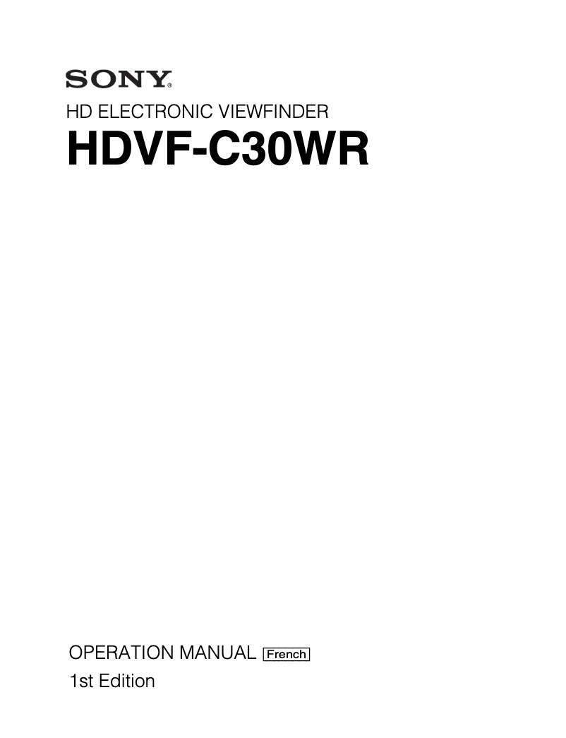 Page n°1 - Manuel utilisateur Sony HDVF-C30WR