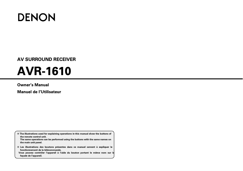 Page n°1 - Manuel utilisateur Denon AVR 1610