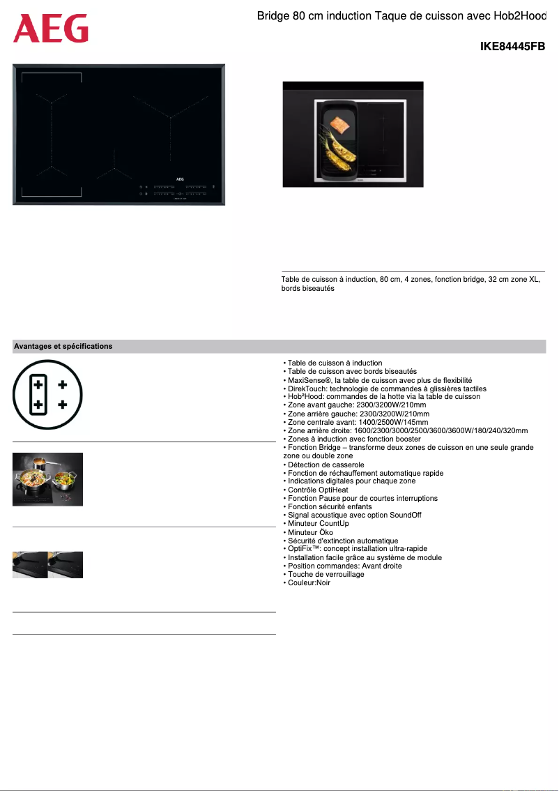 Page n°1 - Fiche technique AEG IKE84445FB