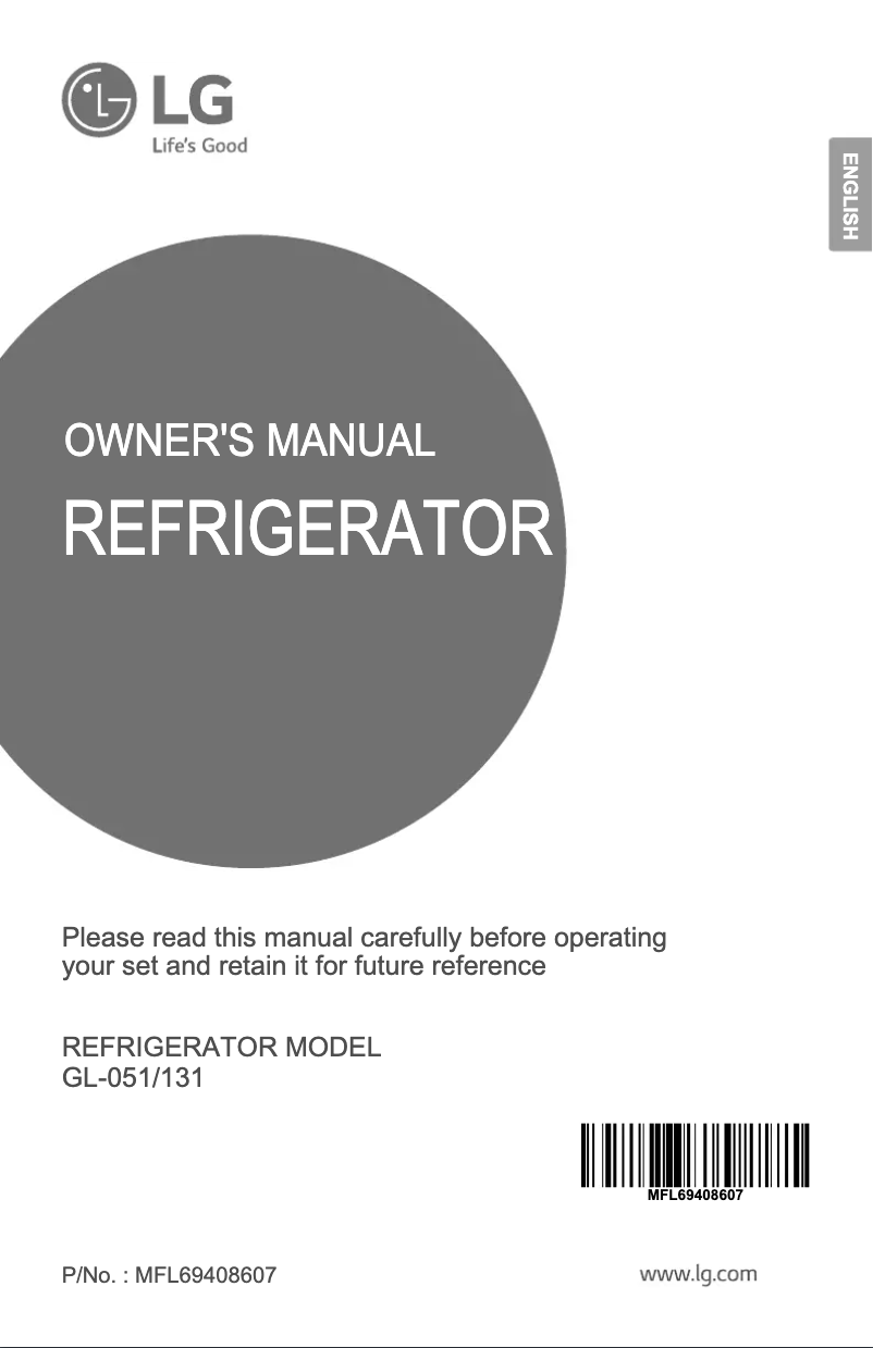 Page 1 de la notice Manuel utilisateur LG GL-M051RSWC