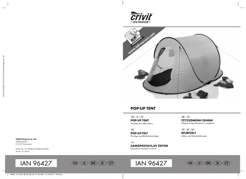 Image de la première page du manuel de l'appareil IAN 96427