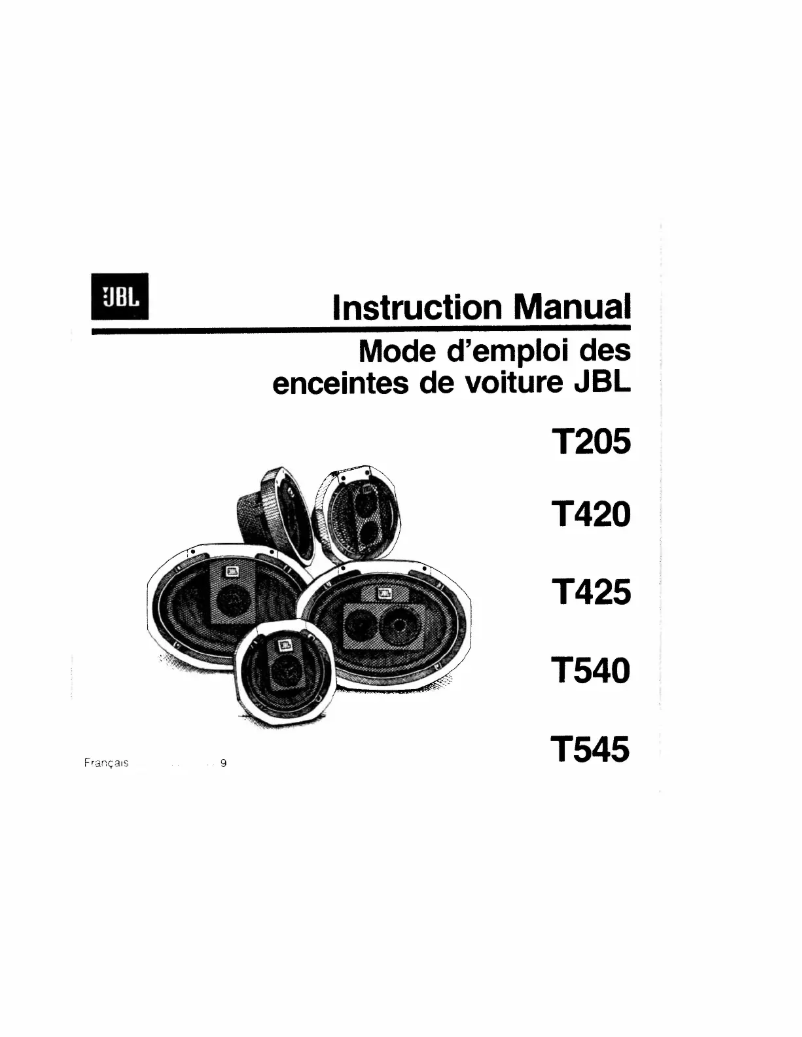 Page 1 de la notice Manuel utilisateur JBL T425