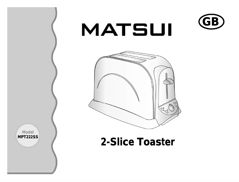 Page 1 de la notice Manuel utilisateur Matsui MPT222SS