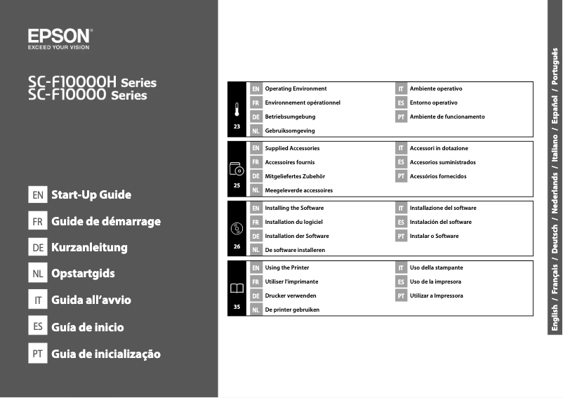 Page n°1 - Guide d'installation Epson SureColor SC-F10000H
