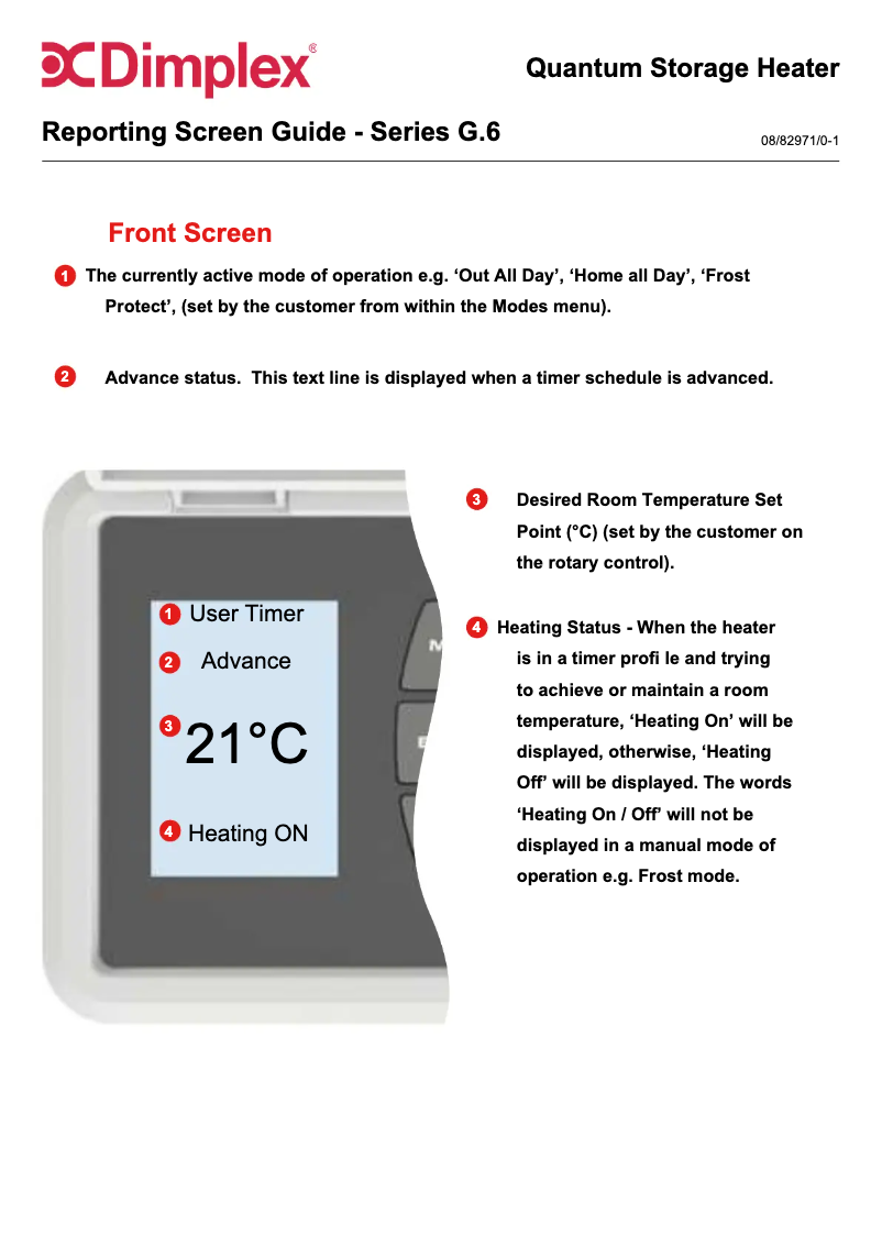 Page 1 de la notice Fiche technique Dimplex QM150RF