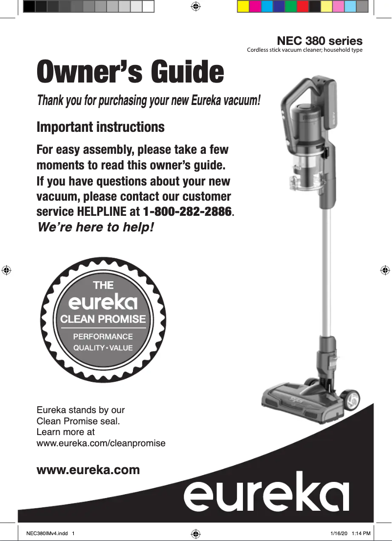 Page 1 de la notice Manuel utilisateur Eureka Stylus NEC380