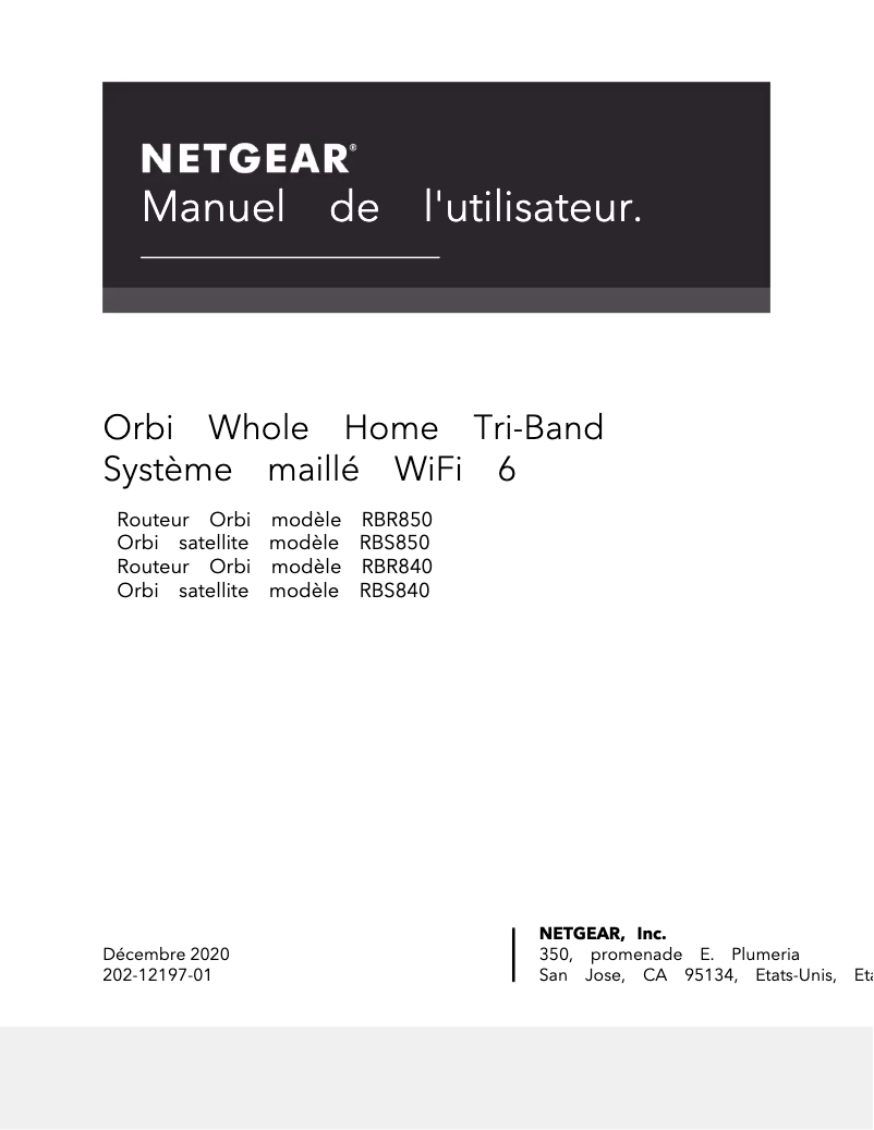 Page n°1 - Manuel utilisateur Netgear Orbi Wifi 6 RBS850