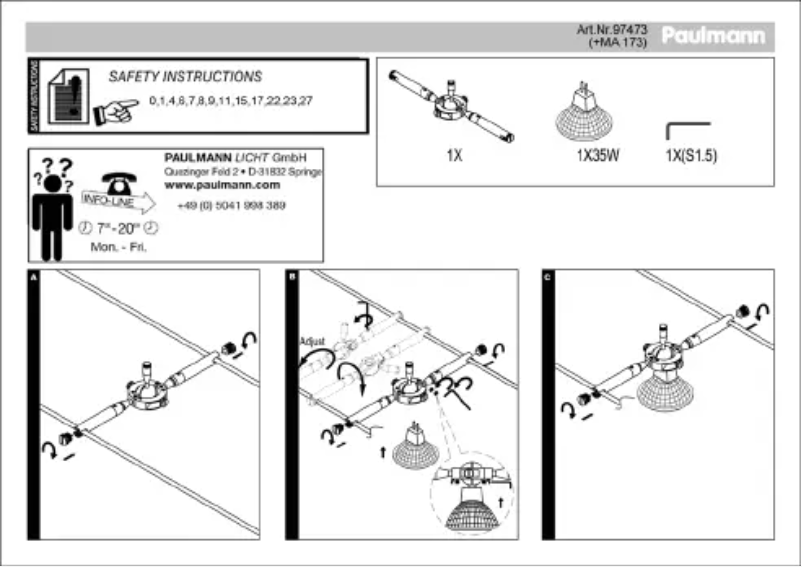 Page 1 de la notice Manuel utilisateur Paulmann Togo 974.73