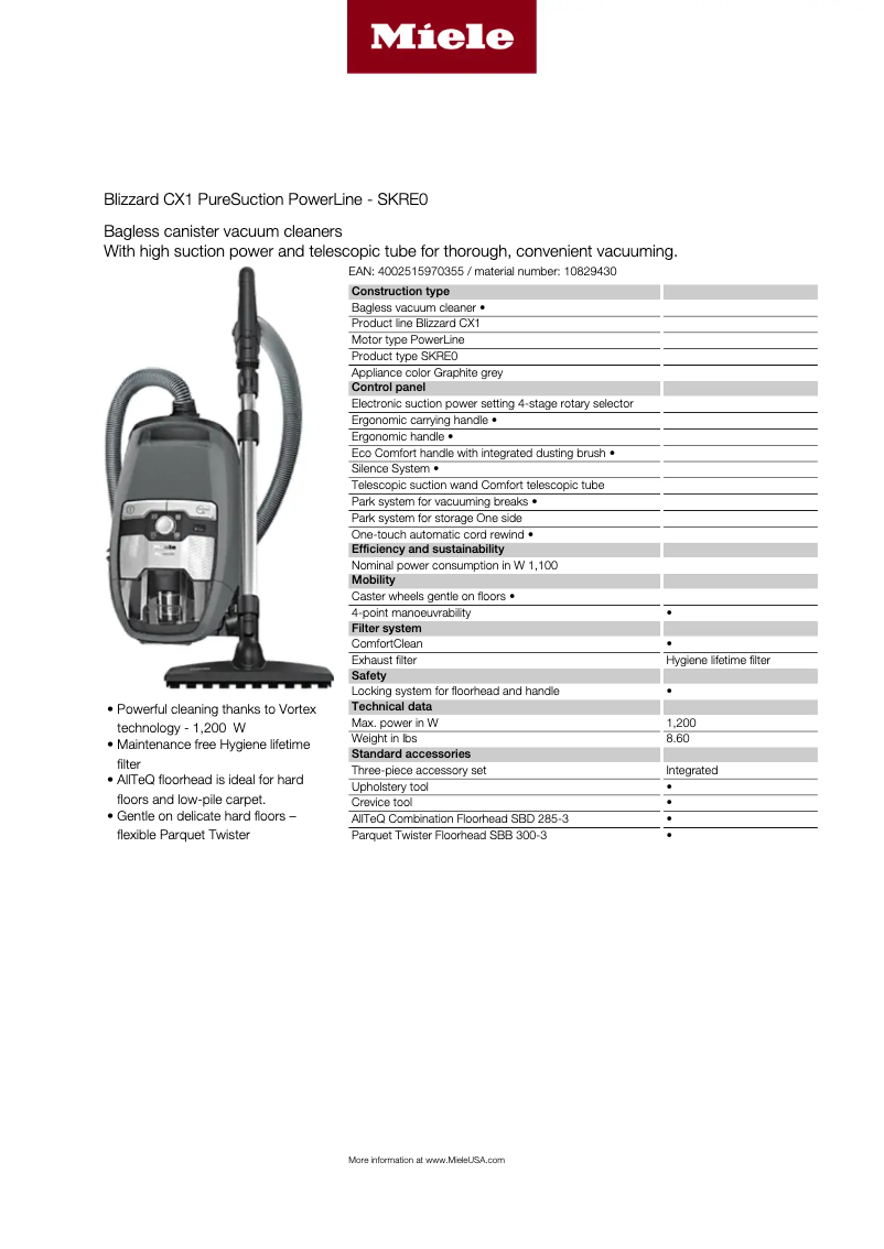 Image de la première page du manuel de l'appareil Blizzard CX1 PureSuction PowerLine