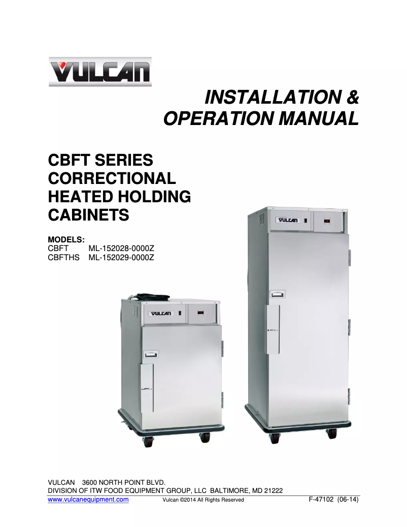 Page 1 de la notice Manuel utilisateur Vulcan CBFT