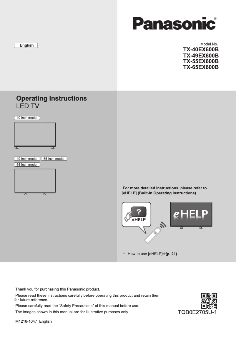 Imagen de la primera página del manual del dispositivo TX-40EX600B