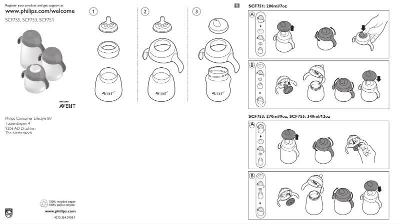 Page 1 de la notice Manuel utilisateur Philips AVENT SCF751