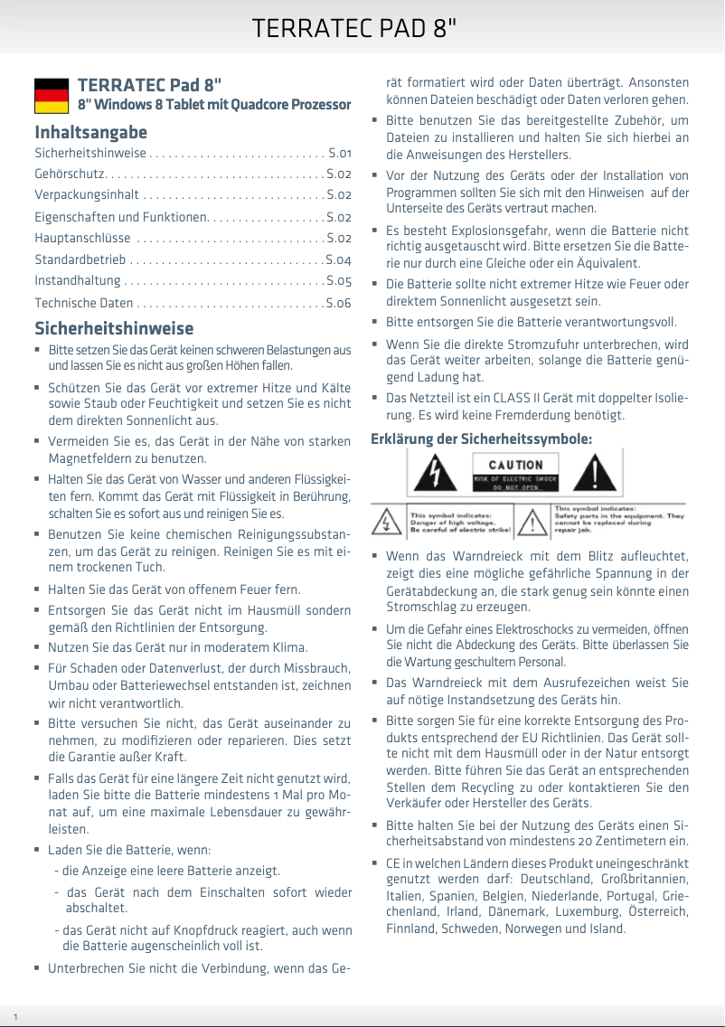 Página 1 del manual Manual de usuario Terratec Pad 8