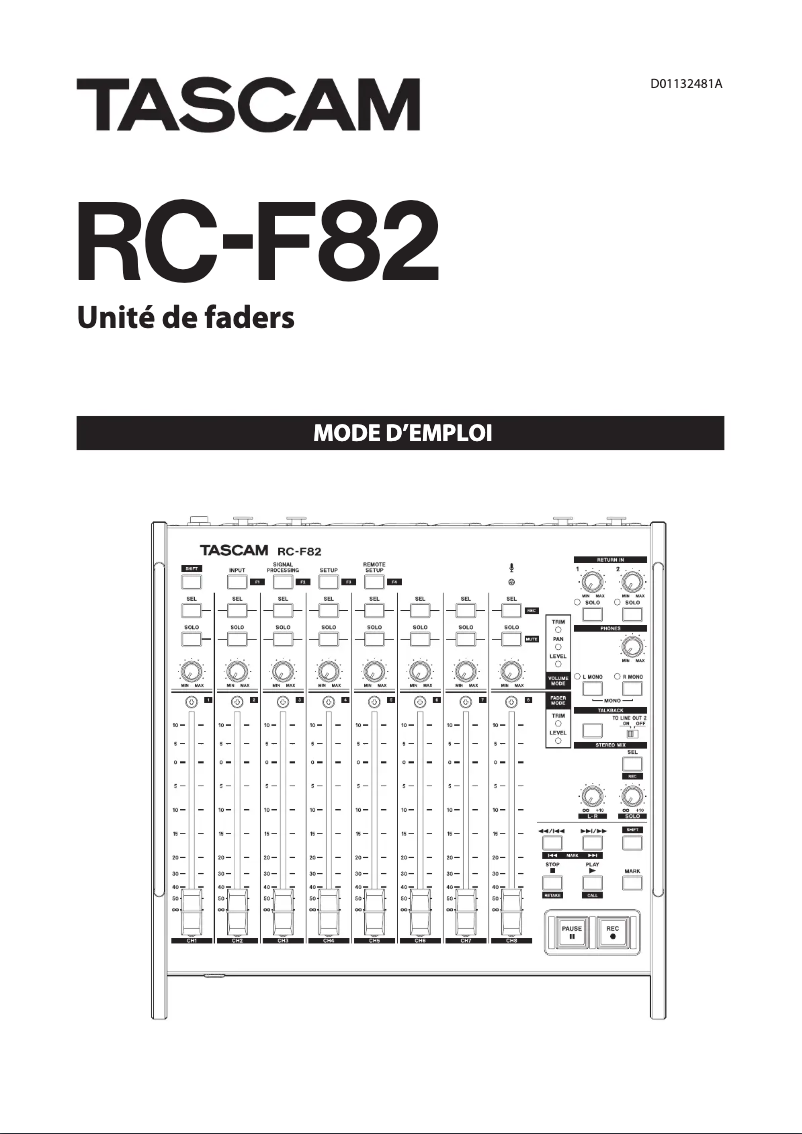Page n°1 - Manuel utilisateur Tascam RC-F82