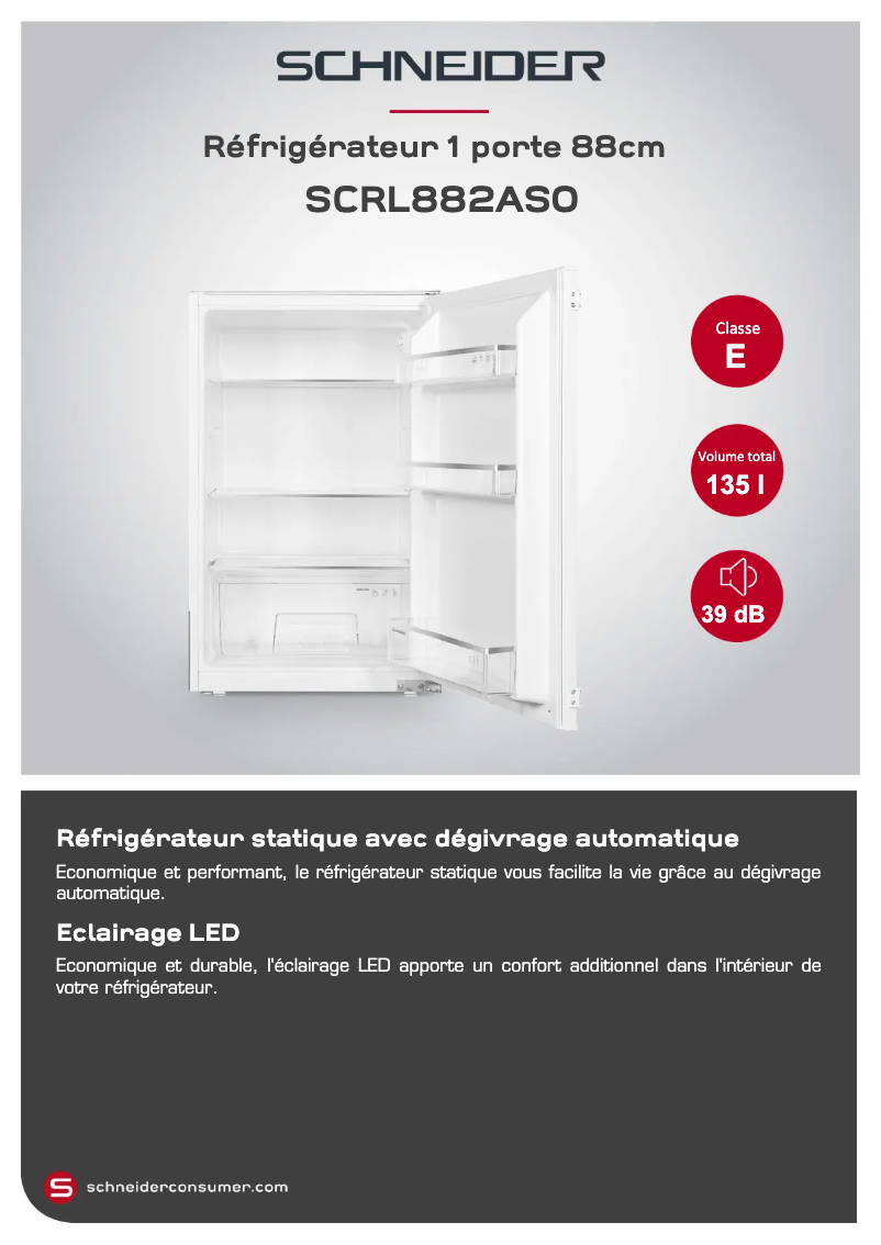 Page 1 de la notice Fiche technique Schneider SCRL882AS0