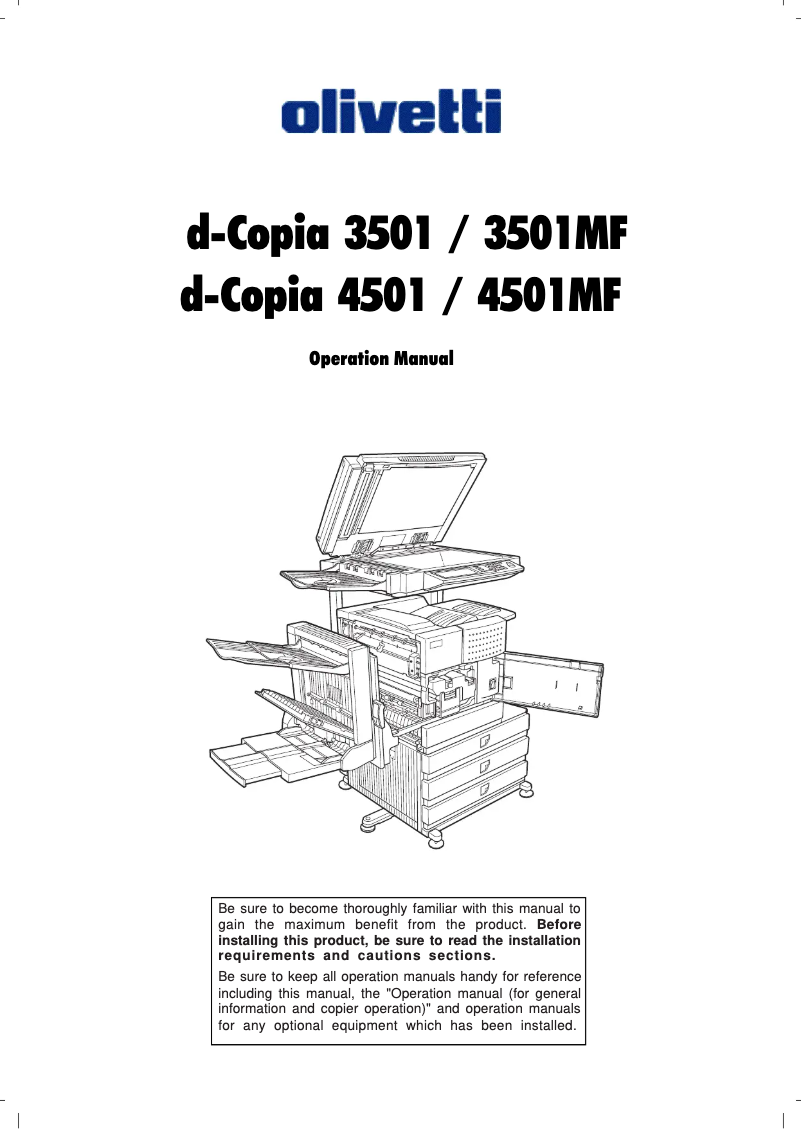 Image de la première page du manuel de l'appareil d-Copia 4501MF