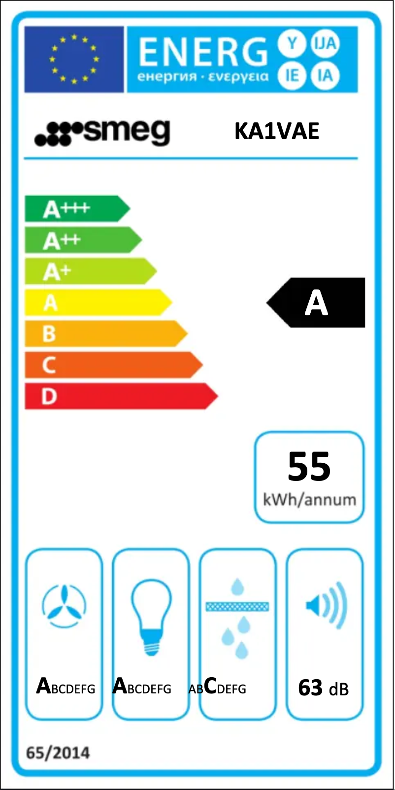 Page n°1 - Label énergétique Smeg KA1VAE