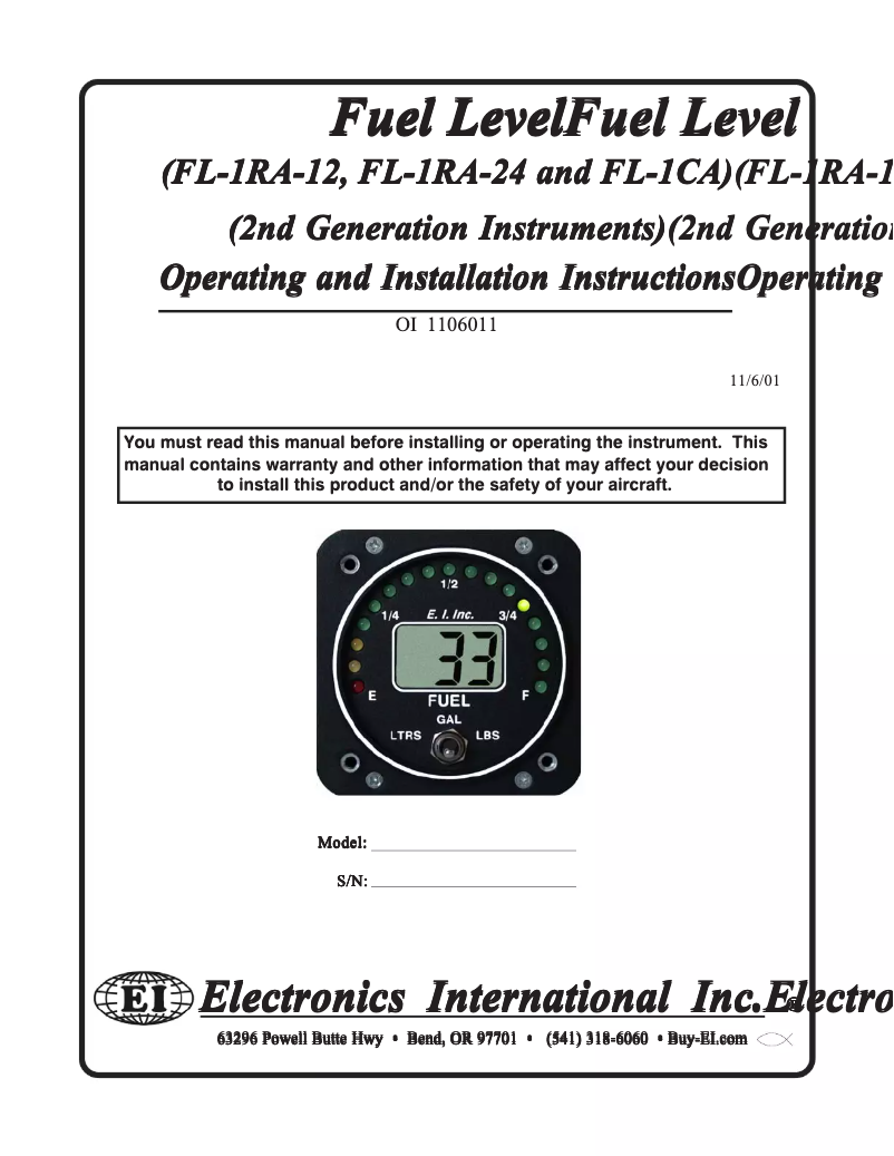 Page n°1 - Manuel utilisateur Electronics International FL-1CA