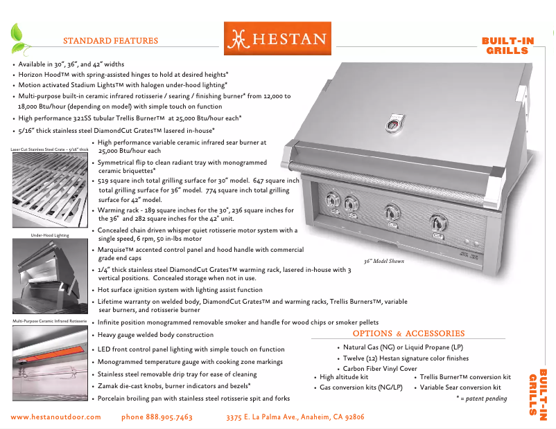 Page 1 de la notice Fiche technique Hestan GSBR36-NG