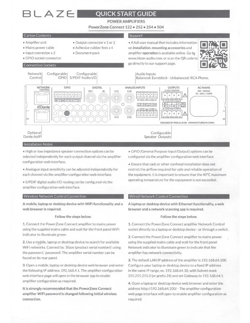 Página 1 del manual Manual de usuario Blaze PowerZone Connect 252