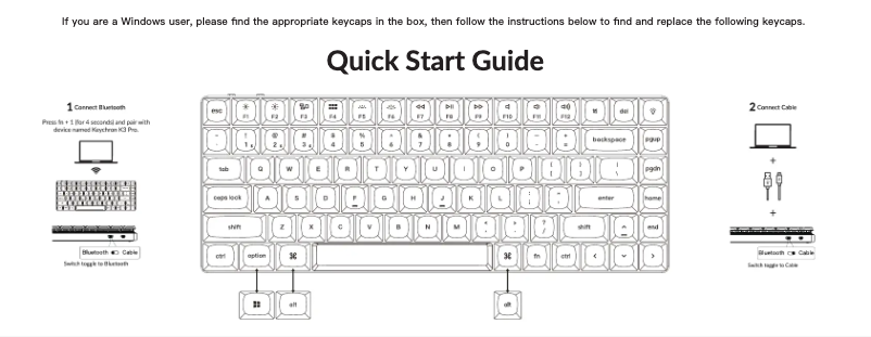 Page 1 de la notice Guide de démarrage rapide Keychron K3 Pro