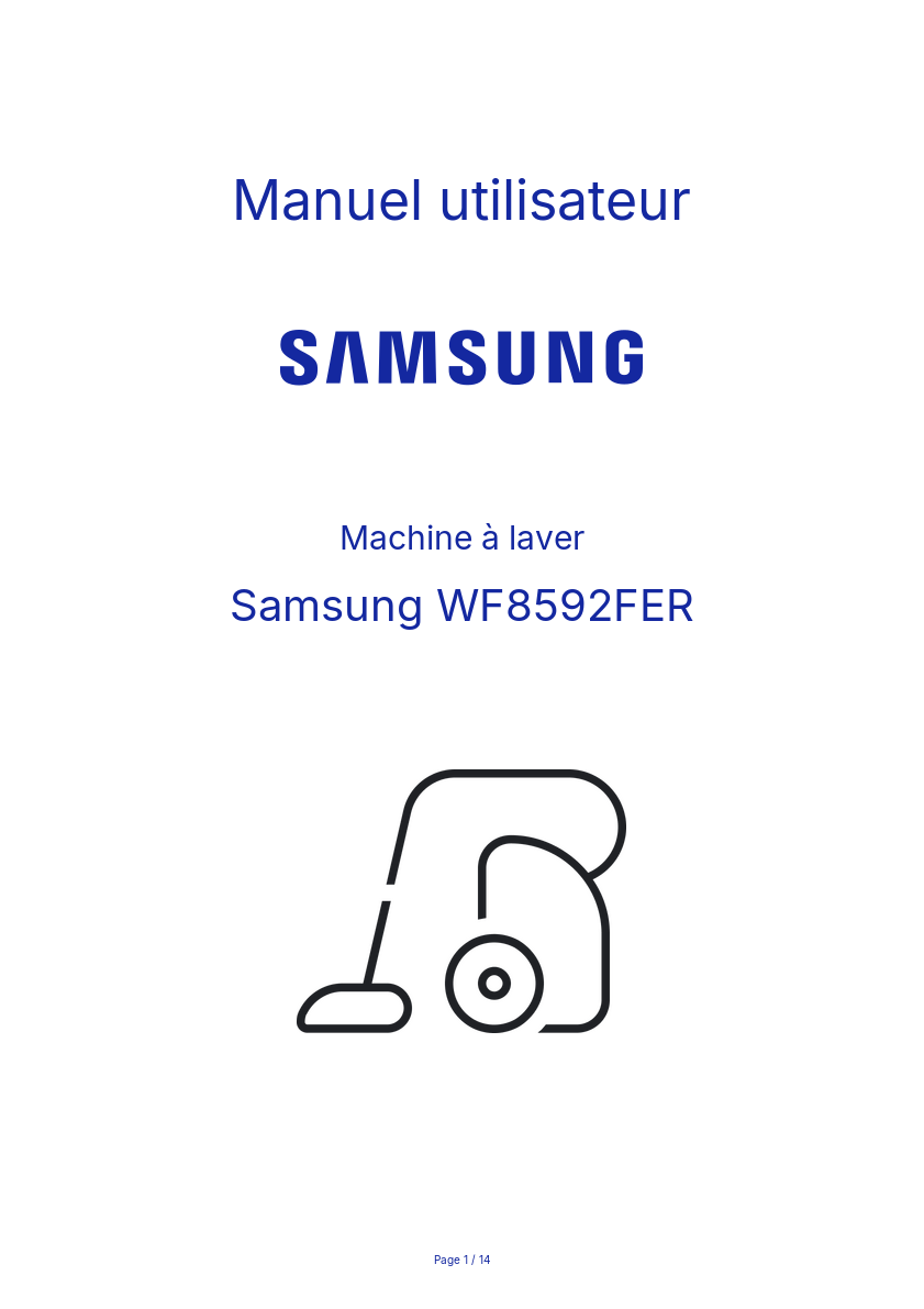 Page n°1 - Manuel utilisateur Samsung WF8592FER