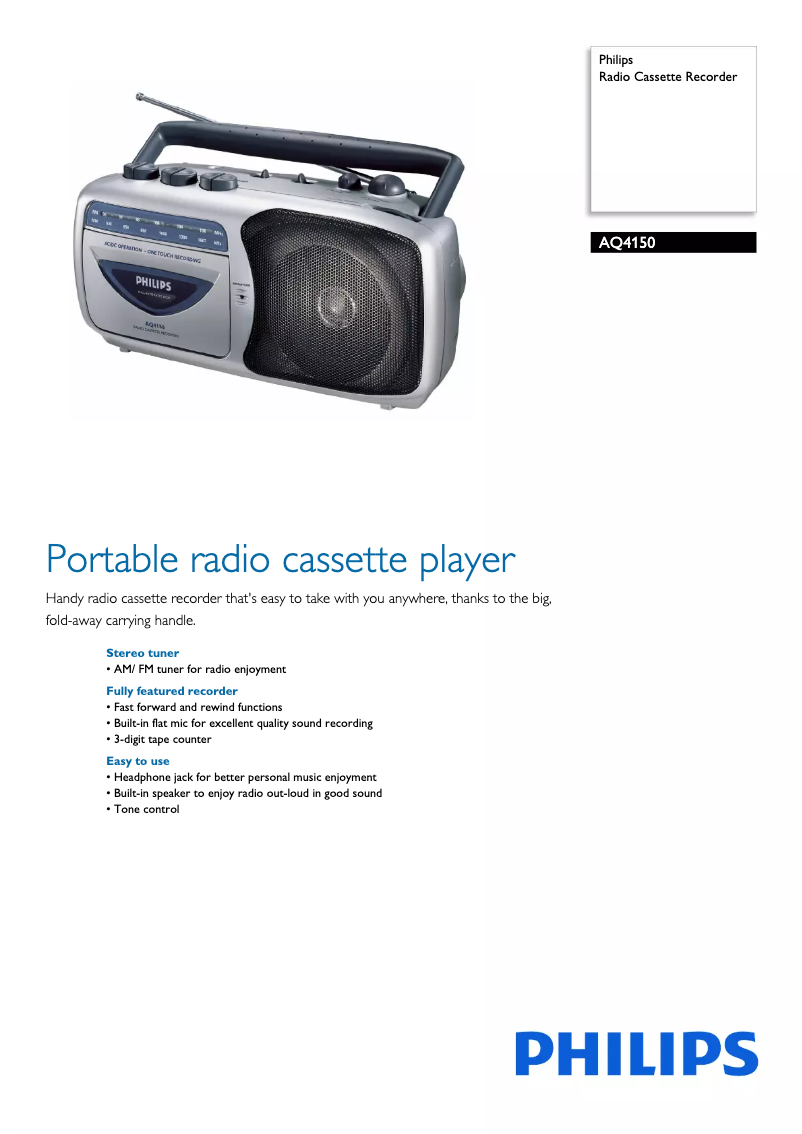 Page 1 de la notice Brochure Philips AQ4150