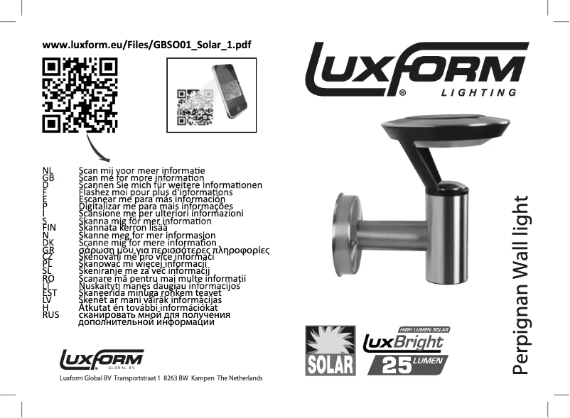 Page 1 de la notice Manuel utilisateur Luxform Lighting Perpignan