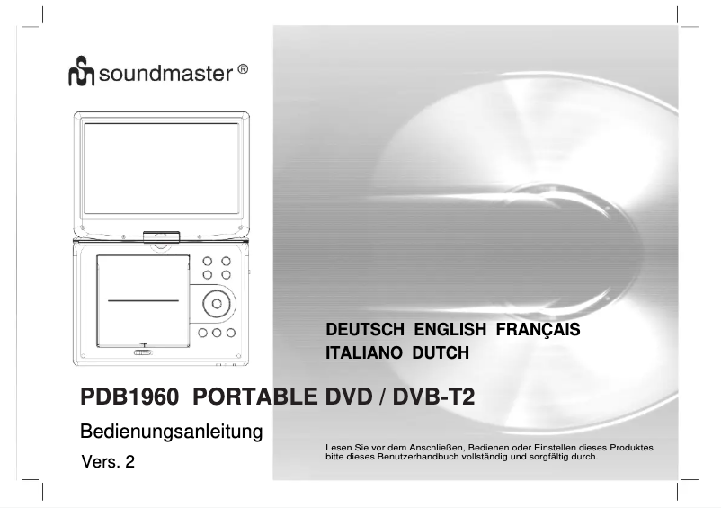 Page 1 de la notice Manuel utilisateur Soundmaster PDB1960