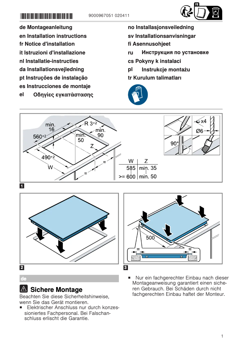 Page 1 of the manual Installation Guide Neff TL16FD9F1A