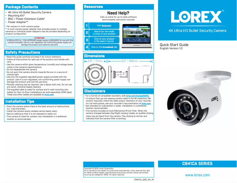 Image de la première page du manuel de l'appareil C841CA