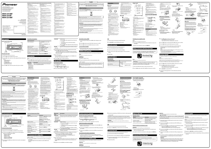 Image de la première page du manuel de l'appareil MVH-S410BT