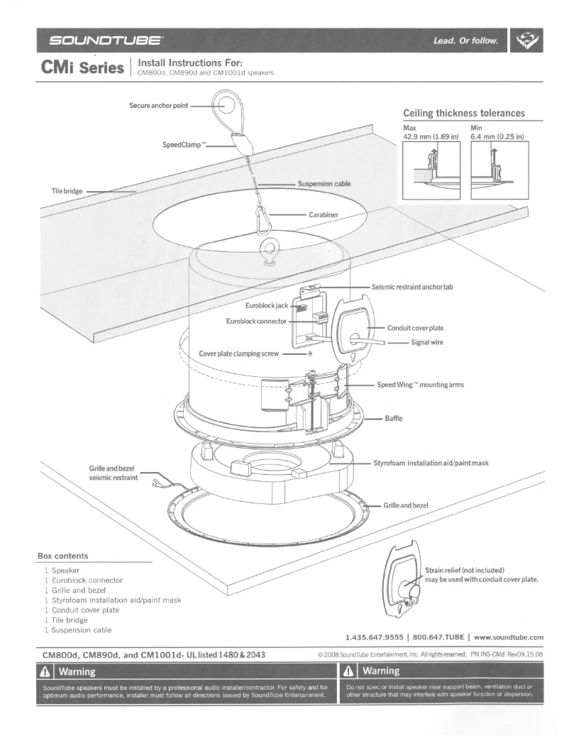 Page 1 de la notice Manuel utilisateur SoundTube CM1001D-T