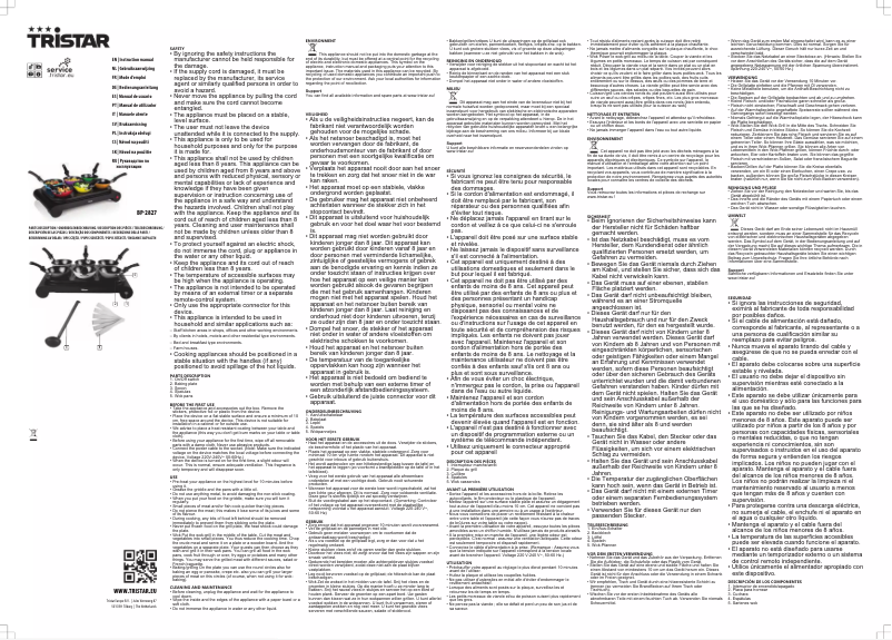 Page 1 de la notice Manuel utilisateur TriStar BP-2827