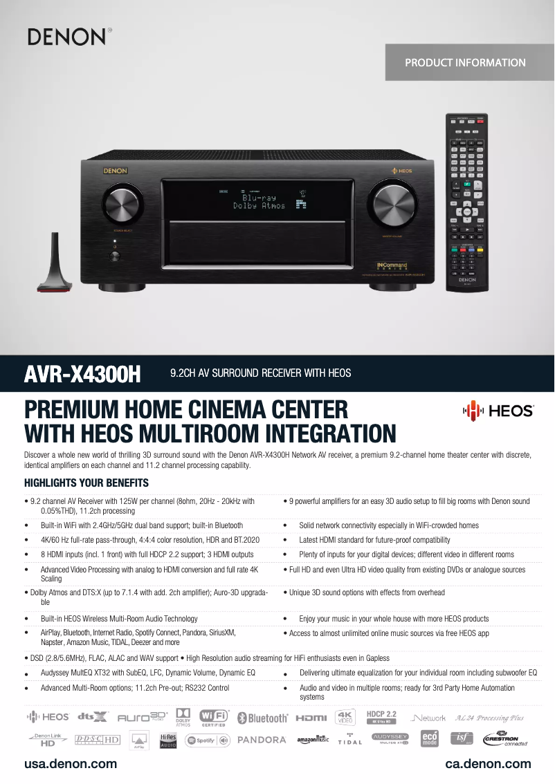 Image de la première page du manuel de l'appareil AVR-X4300H