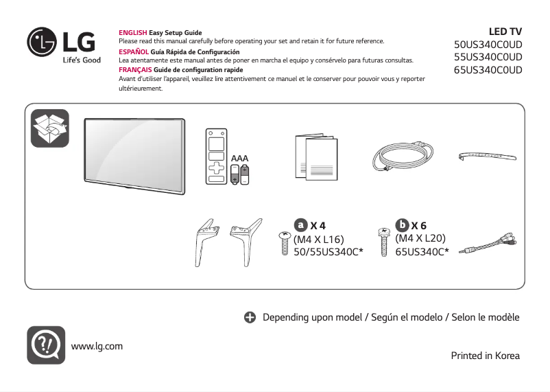 Image de la première page du manuel de l'appareil US340C 65"