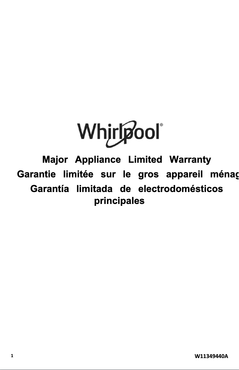 Página 1 del manual Información de garantía Whirlpool WDF331PAMB