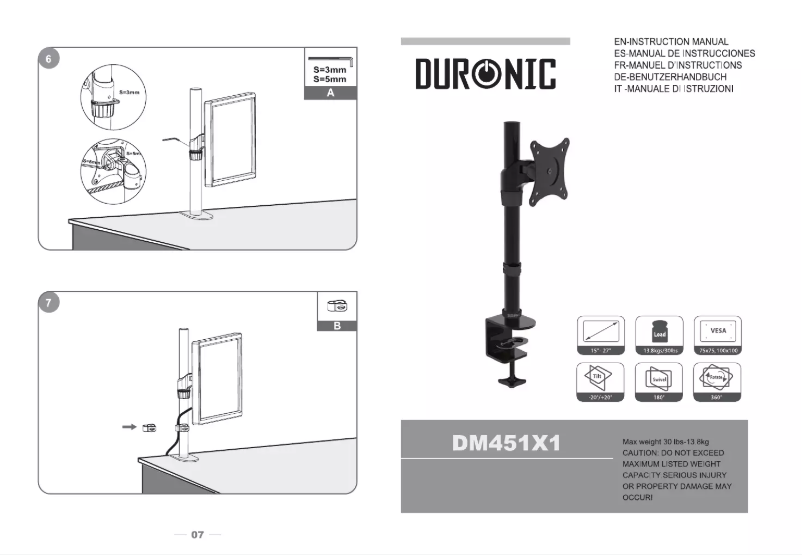 Page 1 de la notice Manuel utilisateur Duronic DM451X1
