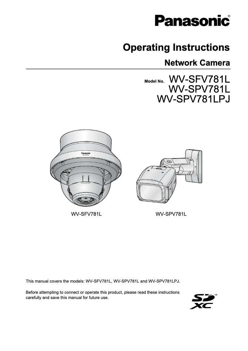 Page n°1 - Manuel utilisateur i-PRO WV-SFV781L