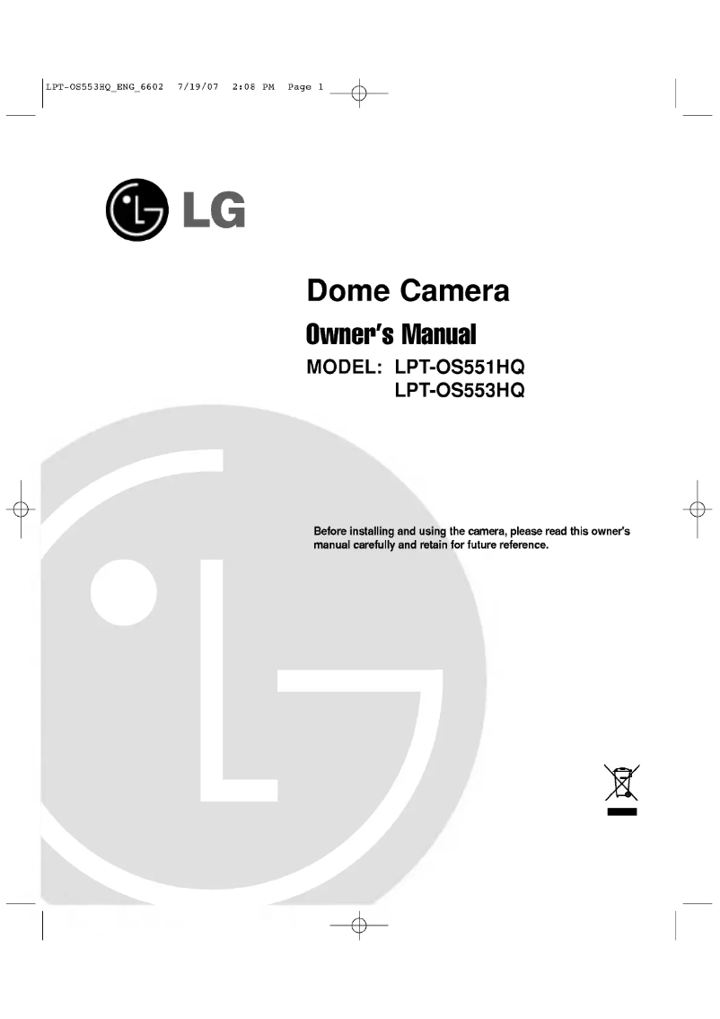 Page n°1 - Manuel utilisateur LG LPT-OS553HQ