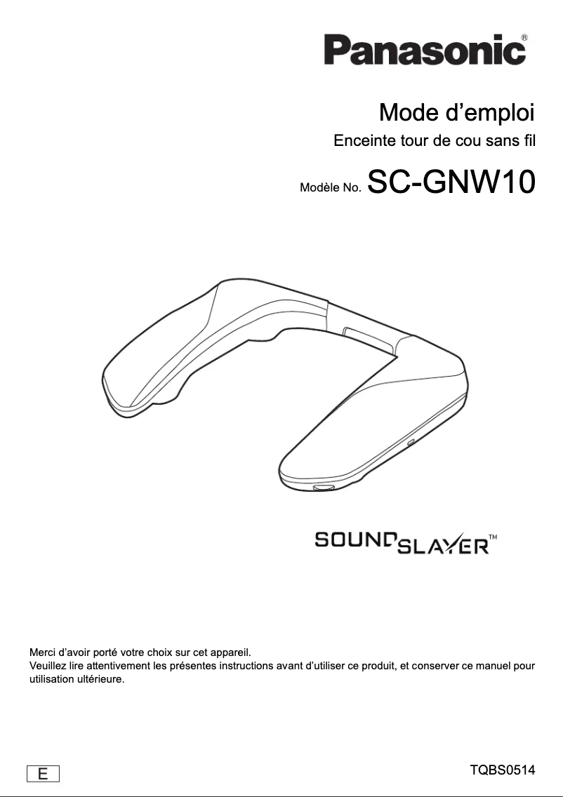 Image de la première page du manuel de l'appareil SoundSlayer SC-GNW10