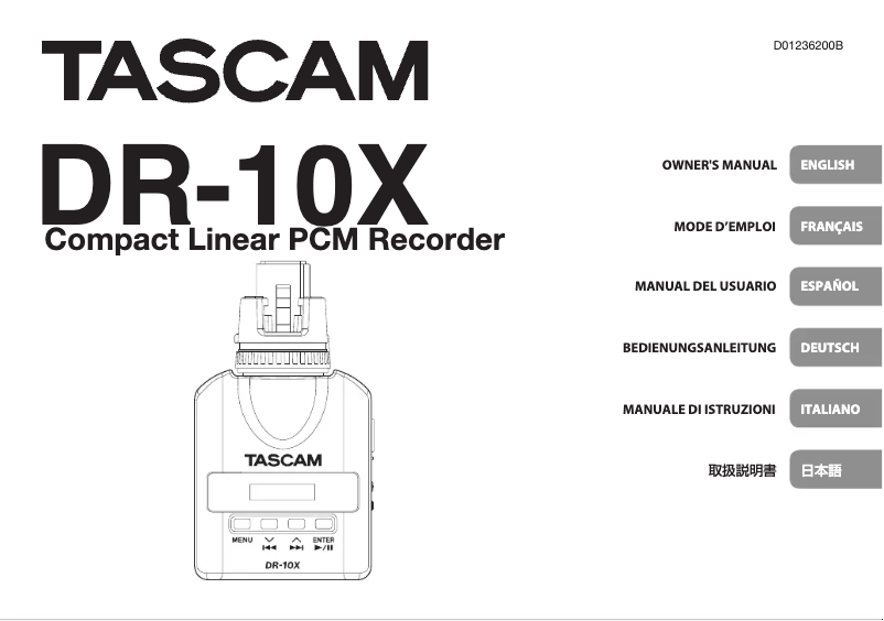 Page n°1 - Manuel utilisateur Tascam DR-10X